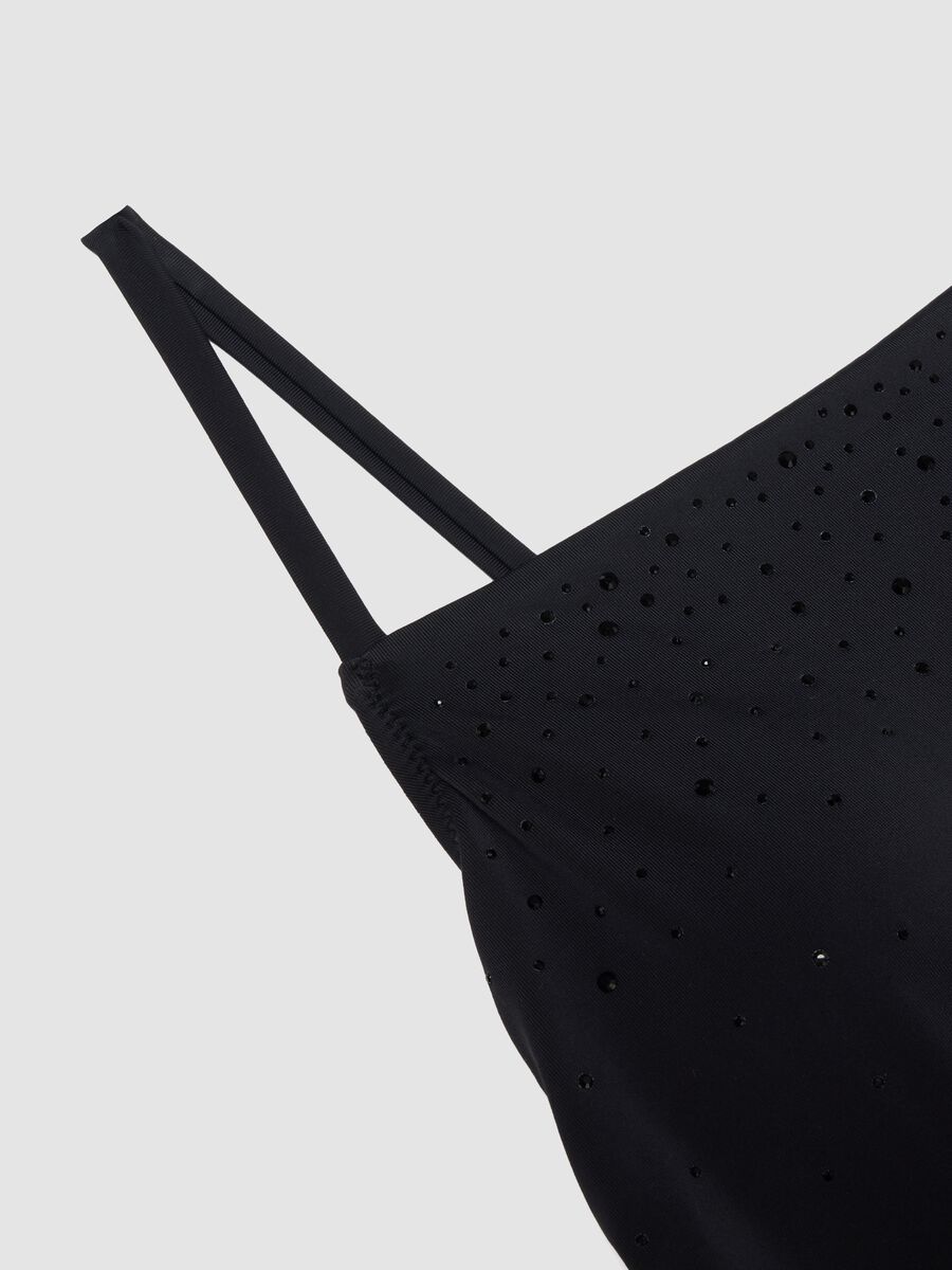 Costume da bagno intero in tessuto elasticizzato nero con spalline_5
