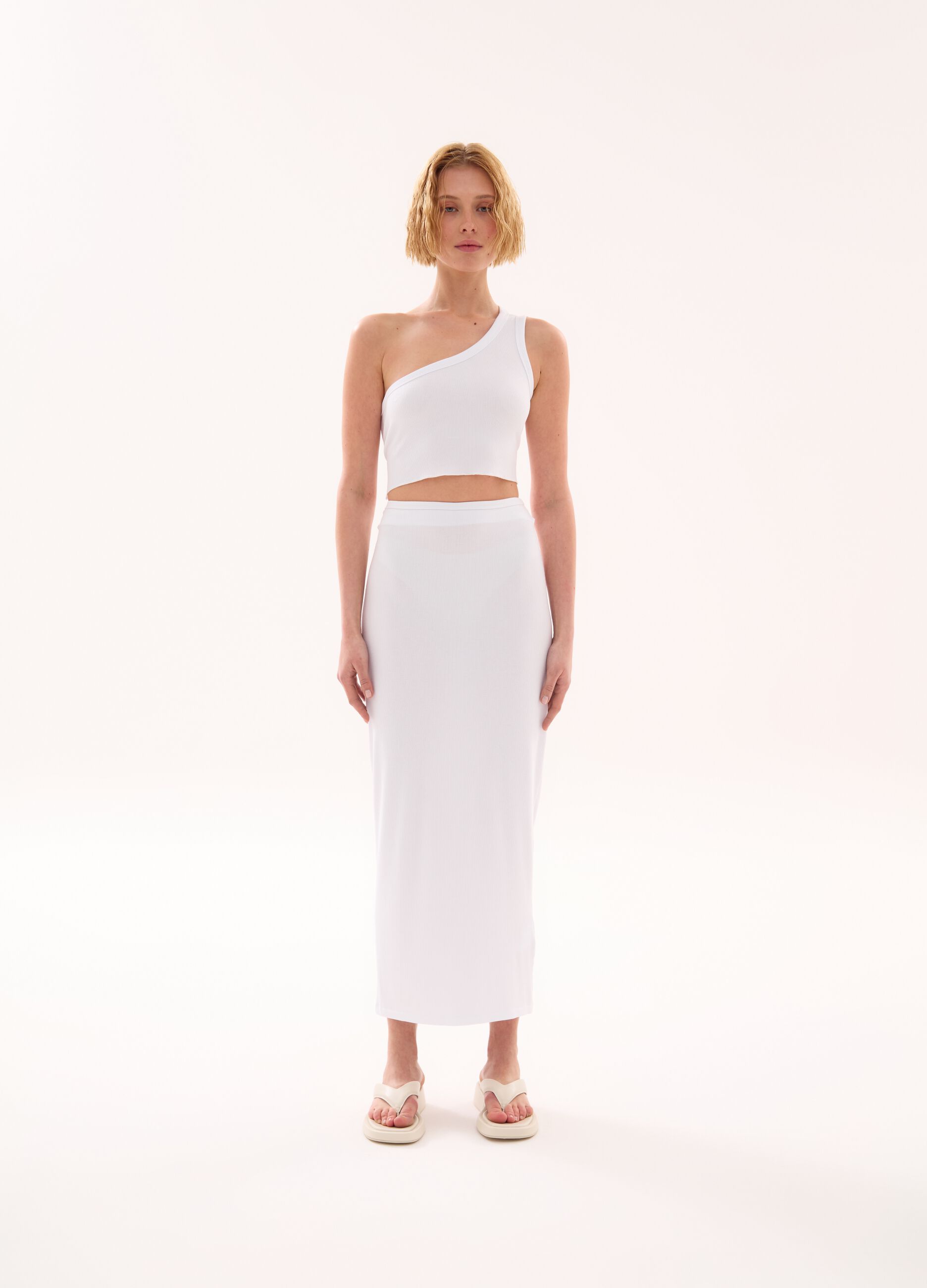 Long Tube Skirt White
