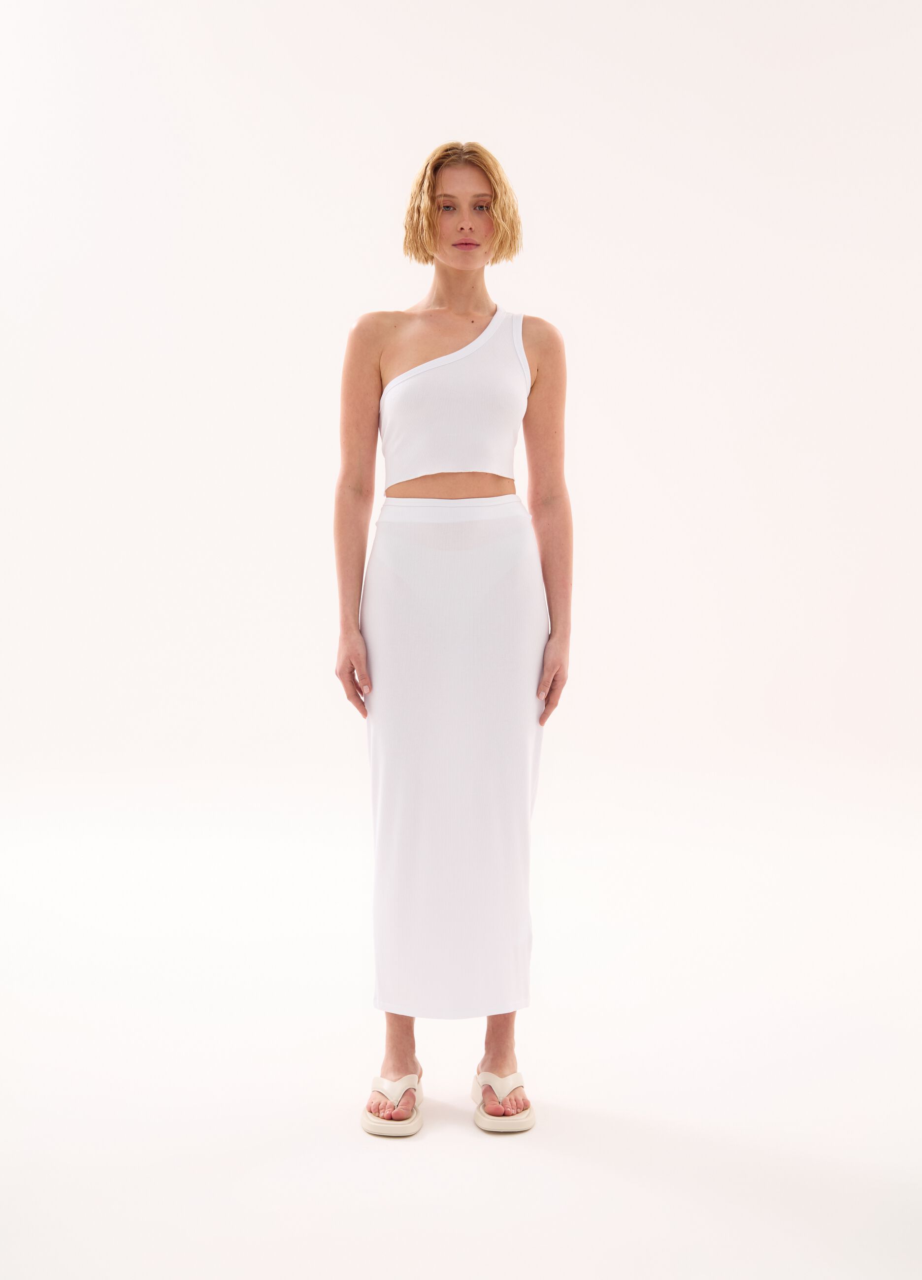 Long Pencil Skirt White