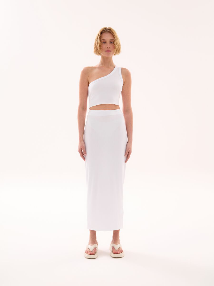 Long Pencil Skirt White_1