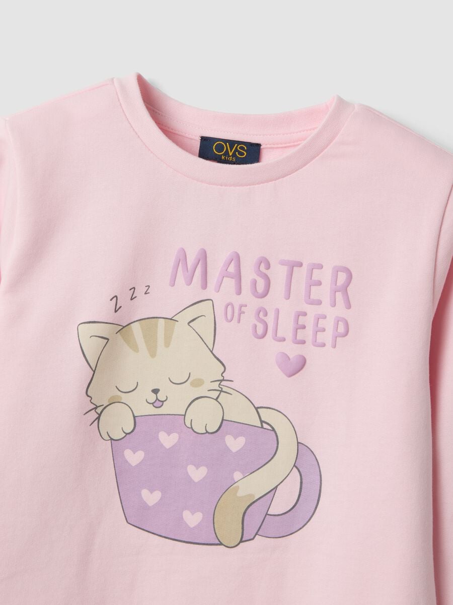 Pastel pink pure organic cotton pyjamas with kitten_2