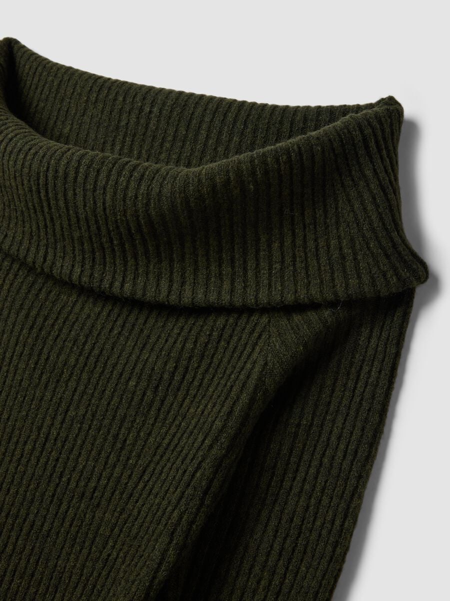 Green fitted stretch-wool boat-neck top_1