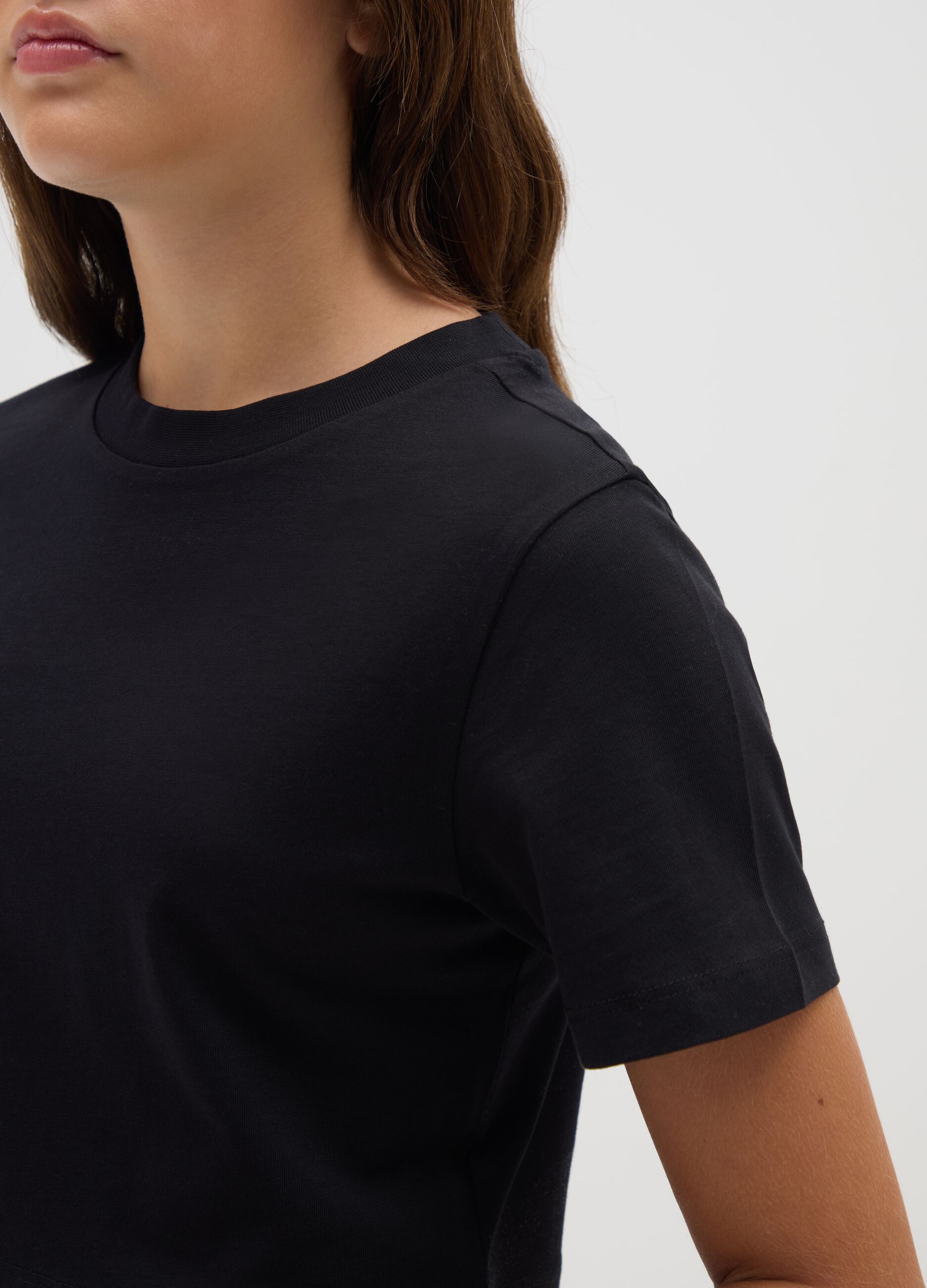Girls' pure cotton black T-shirt