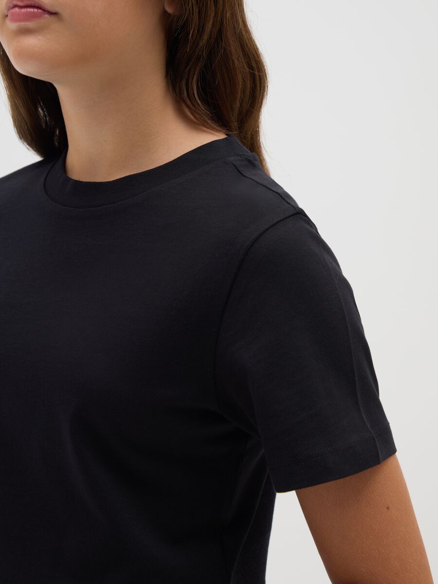 Girls' pure cotton black T-shirt_2