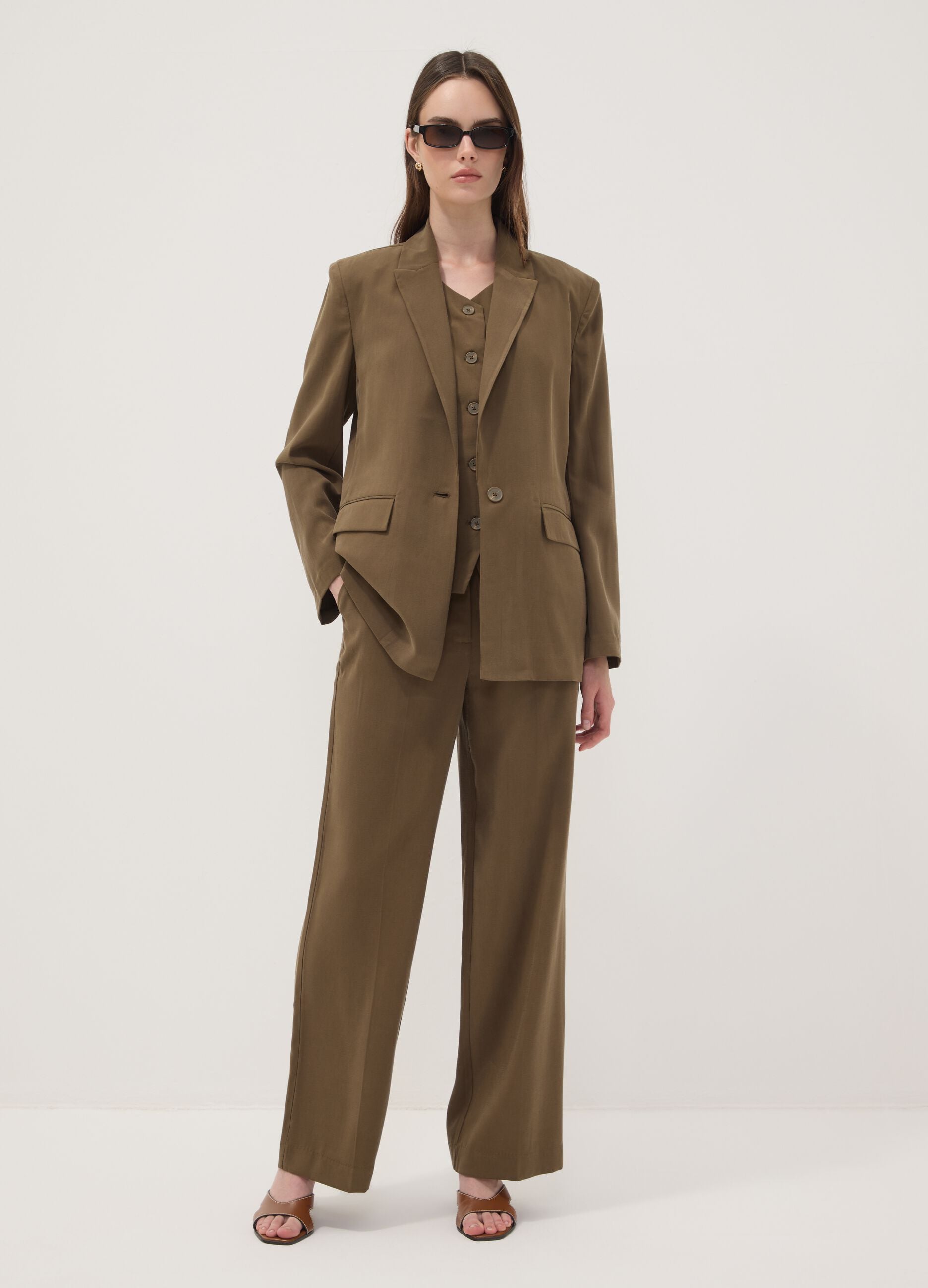 Green regular-fit viscose-blend blazer