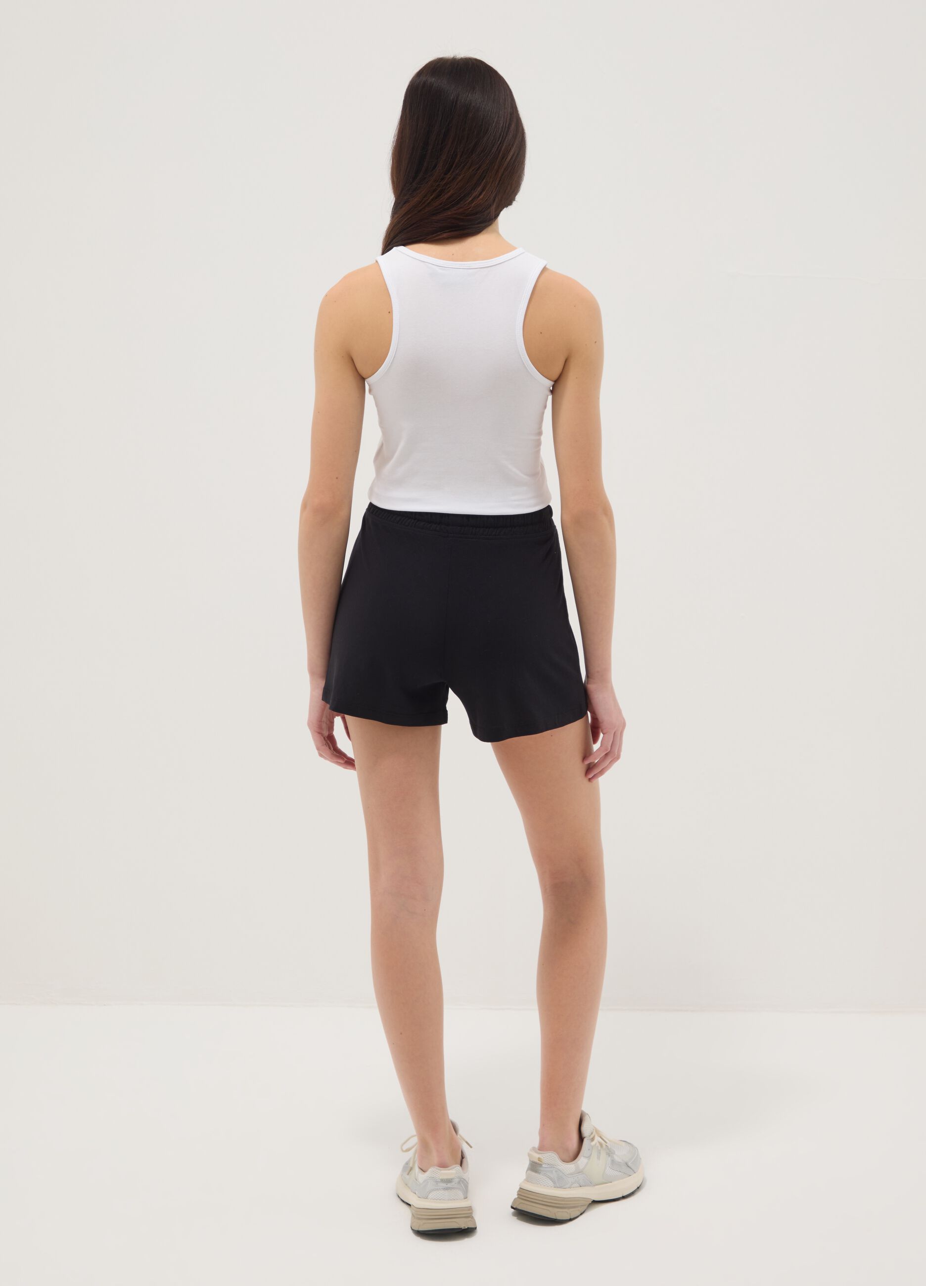 Girls&rsquo; pure cotton black shorts with elasticated waistband