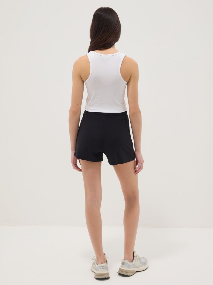 Shorts neri in puro cotone da ragazza con vita elasticizzata_1