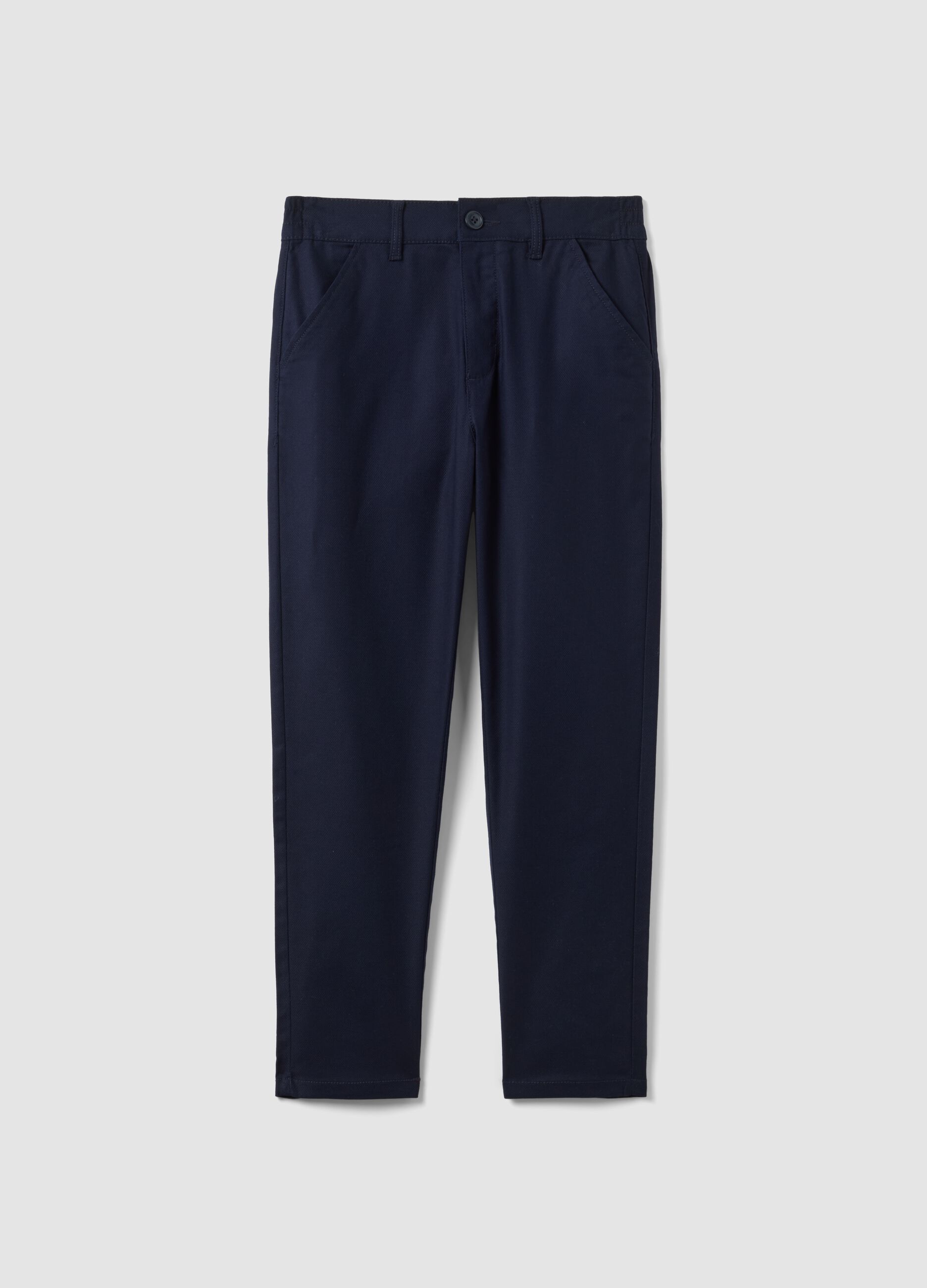 Pantaloni chino in cotone elasticizzato blu da ragazzo regular fit