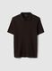 Brown striped short-sleeve pure cotton polo in regular fit_4