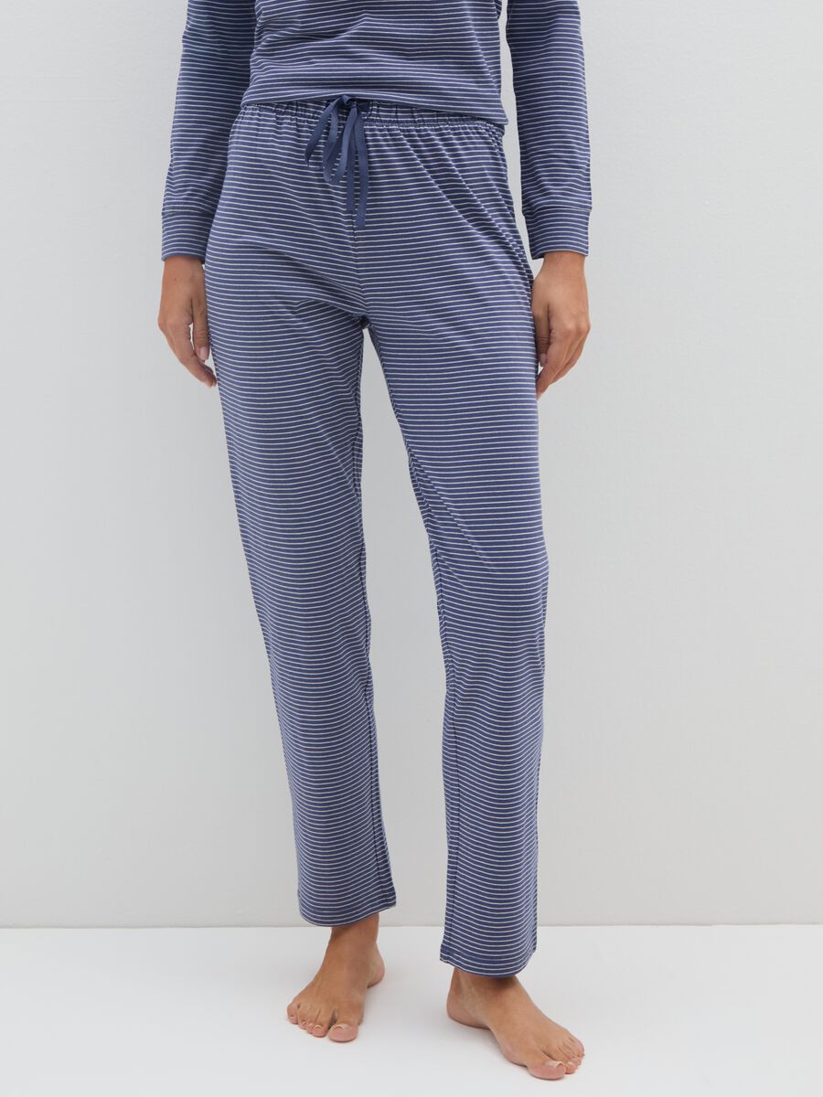 Pantaloni pigiama blu in cotone_1