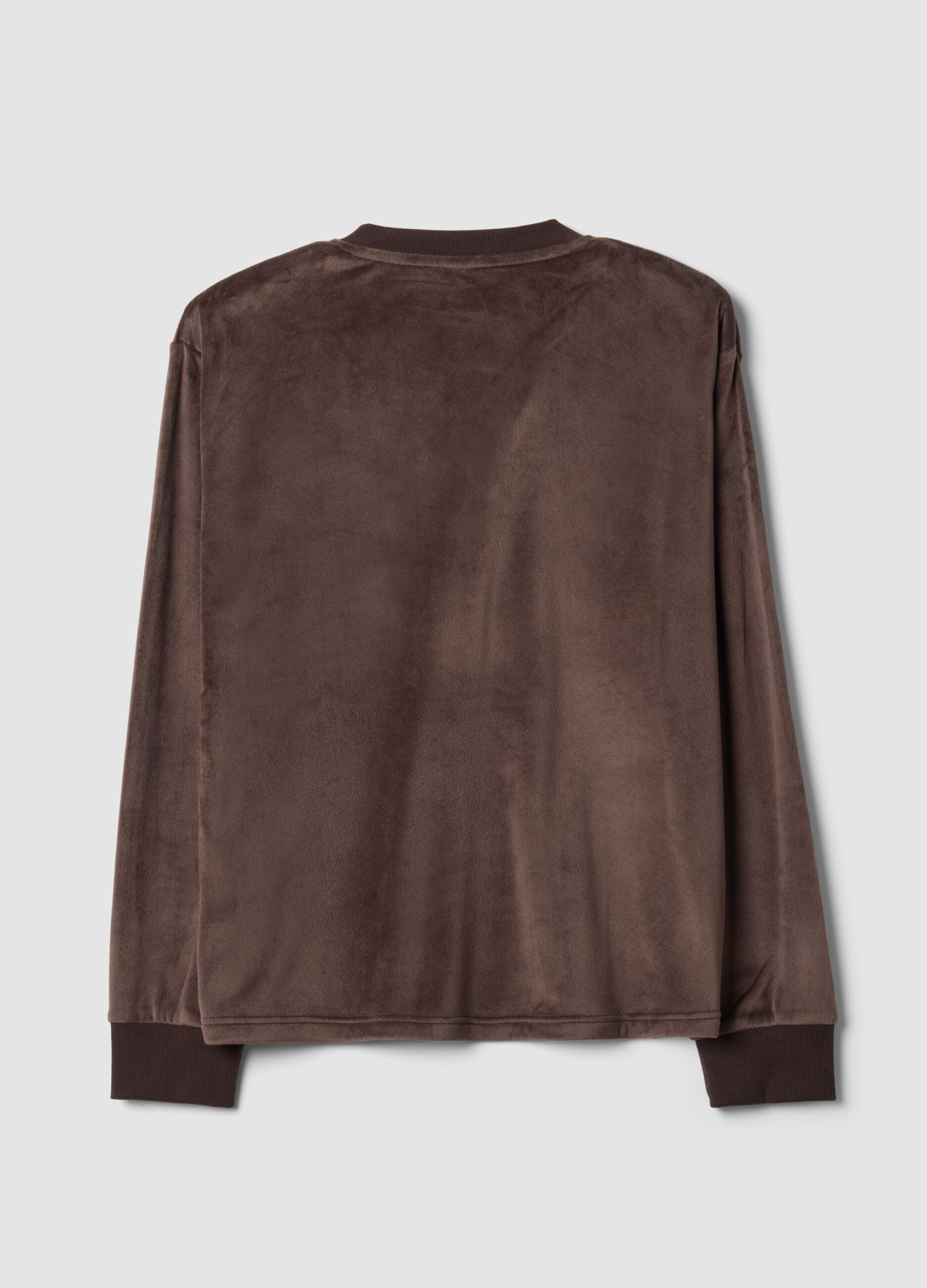Brown stretch V-neck pyjama top