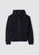 Navy blue hoodie with wool-blend collar and oversized hood_0