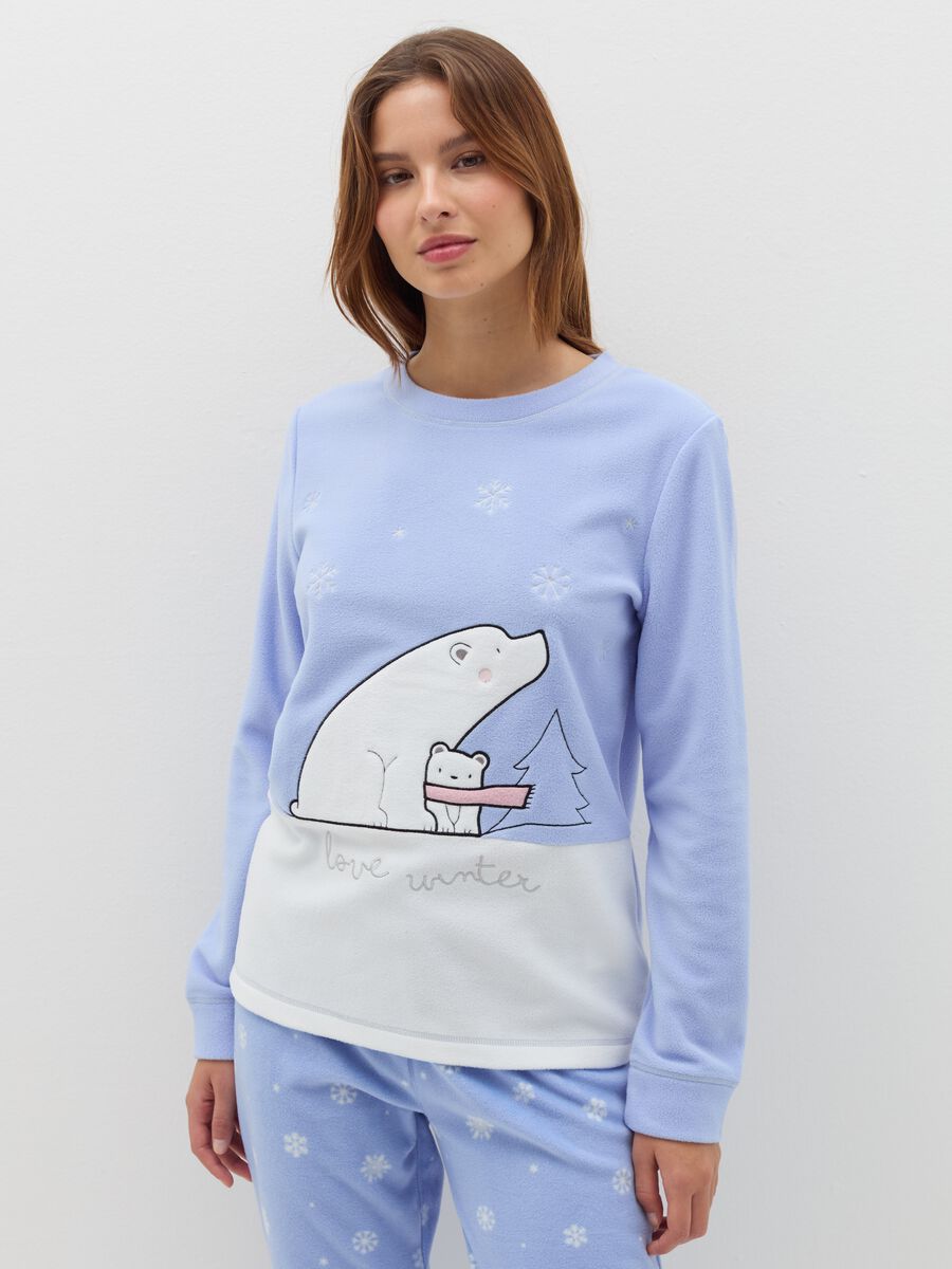 Velour pyjamas with "Love Winter" embroidery_1