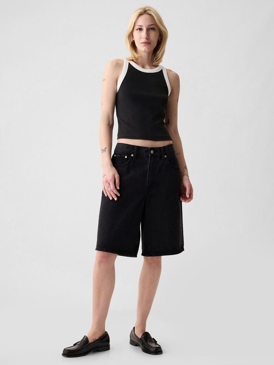 Ribbed crop tank top with halter neck_1