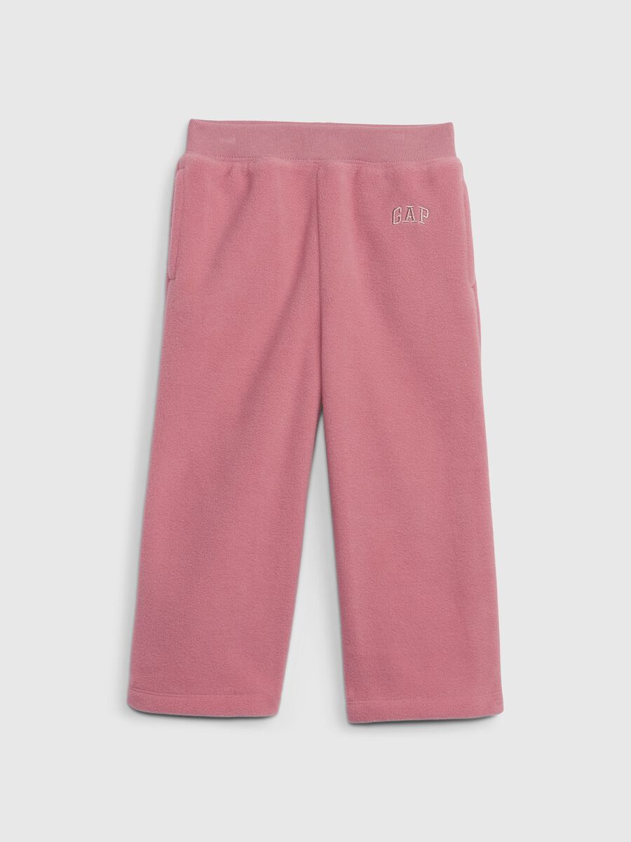 Pantaloni in pile con ricamo logo_0