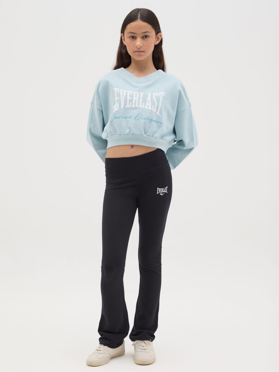 Girls’ black flare-fit leggings in stretch cotton_1
