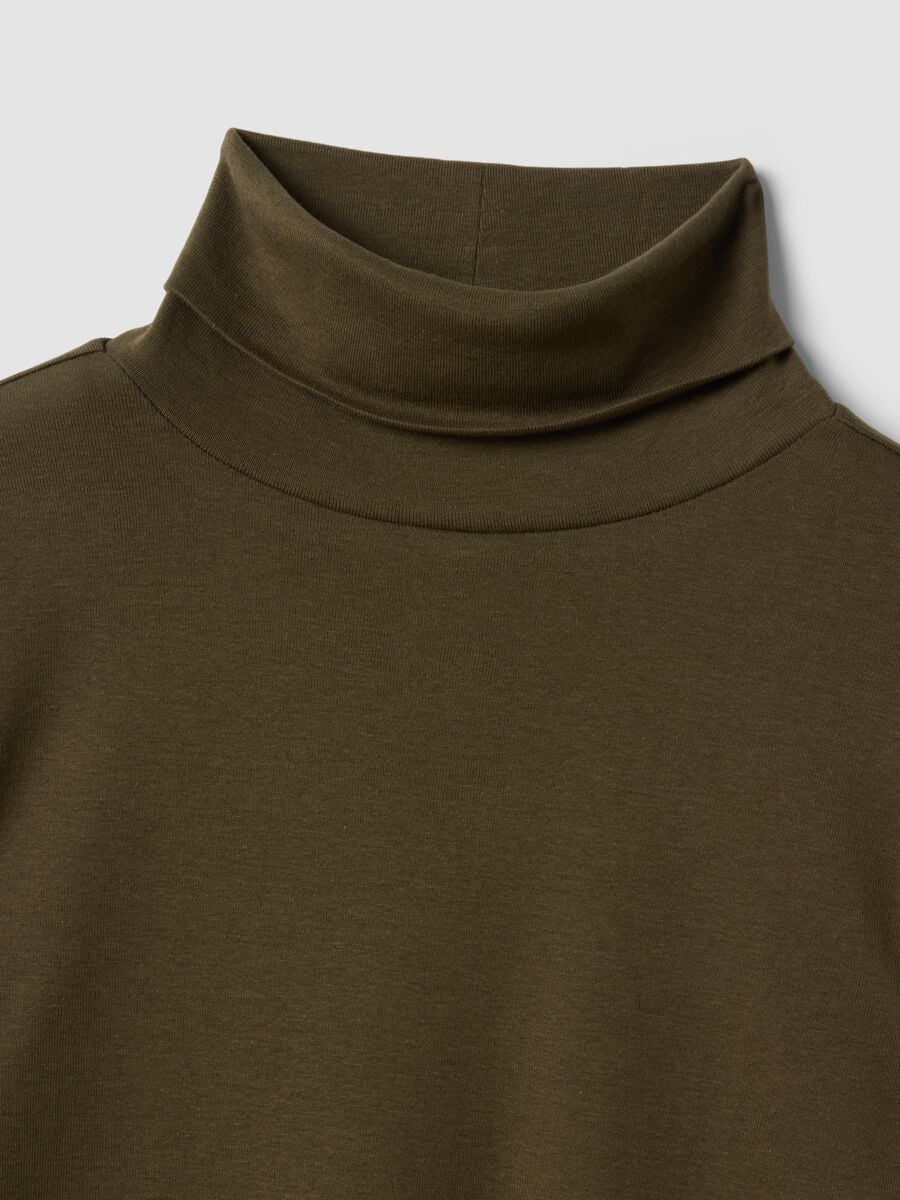 T-shirt marrone in puro cotone con girocollo_5