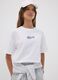 White pure cotton T-shirt with ribbed neckline and &lsquo;Glow Up&rsquo; slogan_0