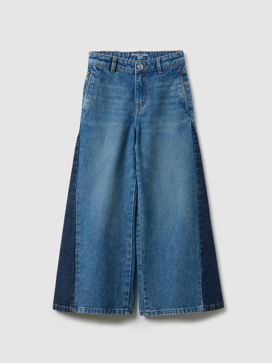 Girls' Wide Leg Blue Pure Cotton Jeans_0
