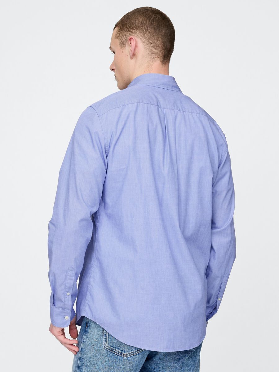 Blue cotton shirt with chest pocket_2