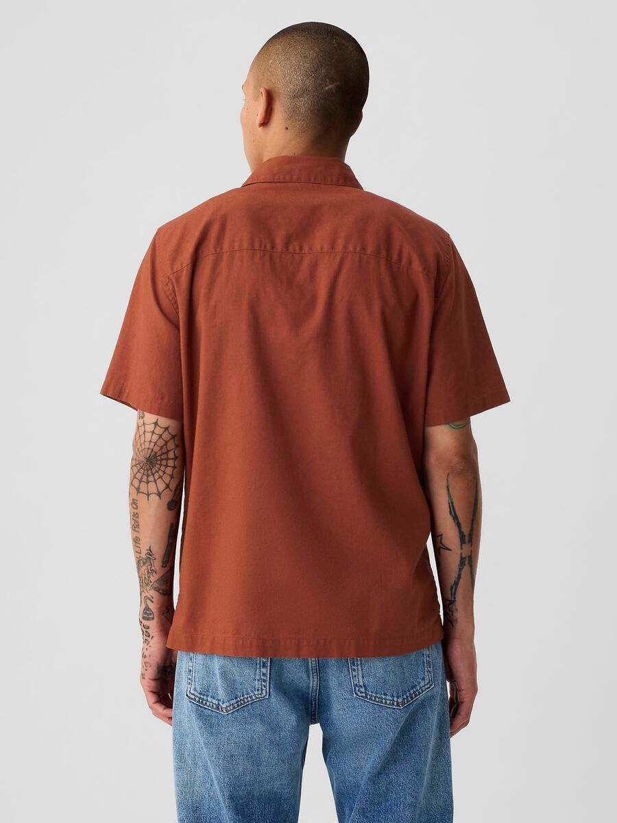 Linen and cotton short-sleeved shirt_1