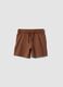 Shorts marroni in puro cotone organico con vita elasticizzata per bimbo regular fit_0