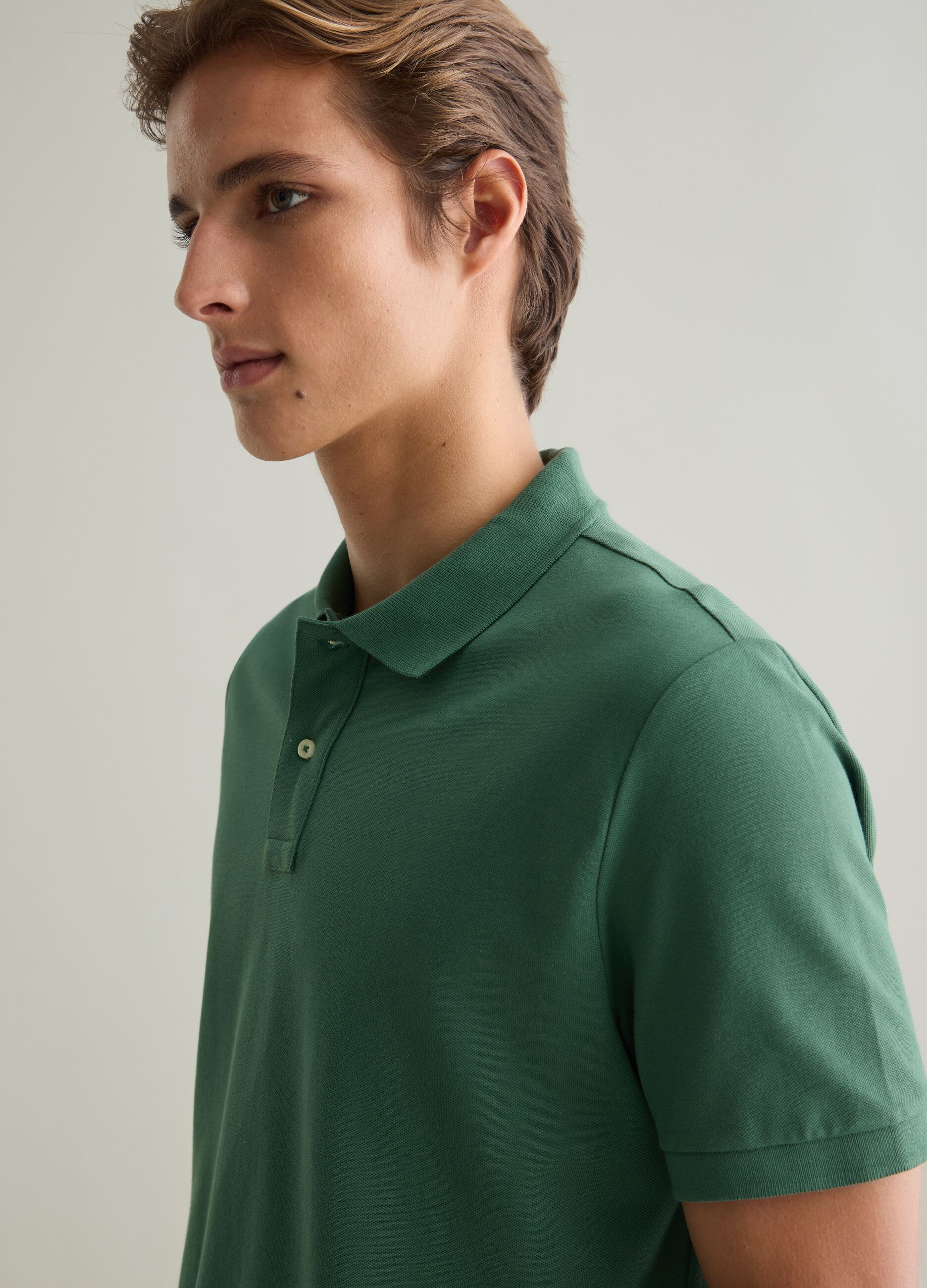 Polo da uomo in puro cotone Supima verde regular fit