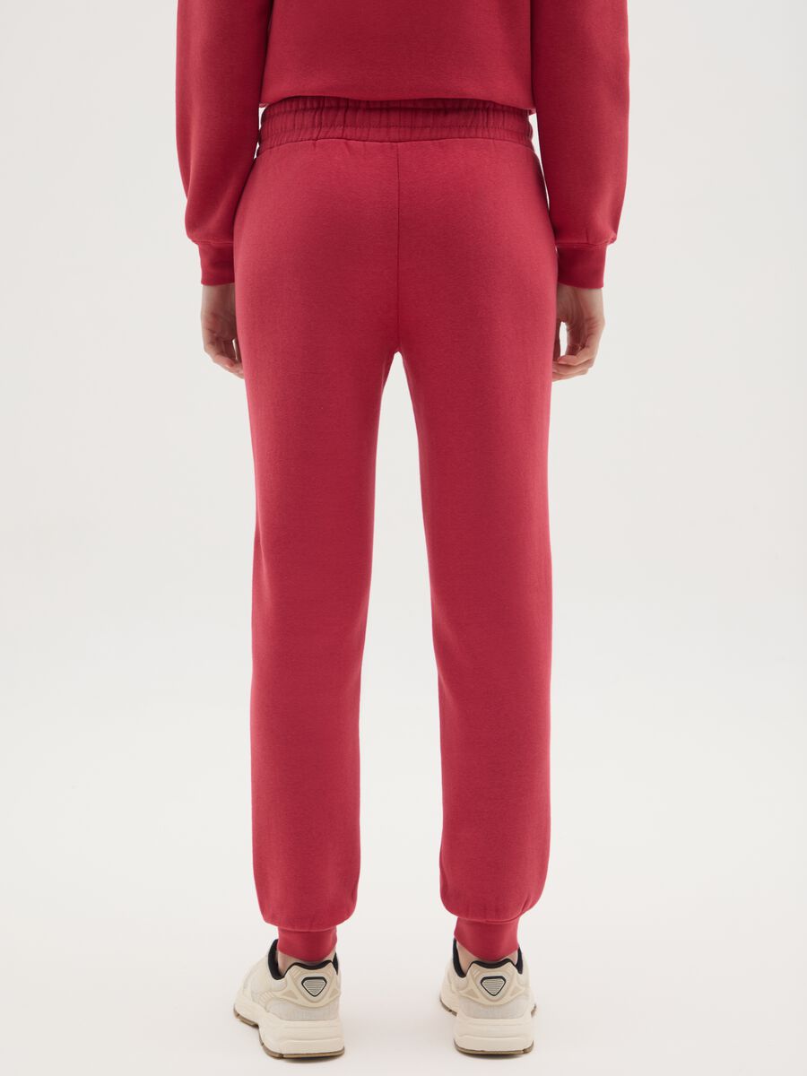 Red cotton blend jogger trousers_2
