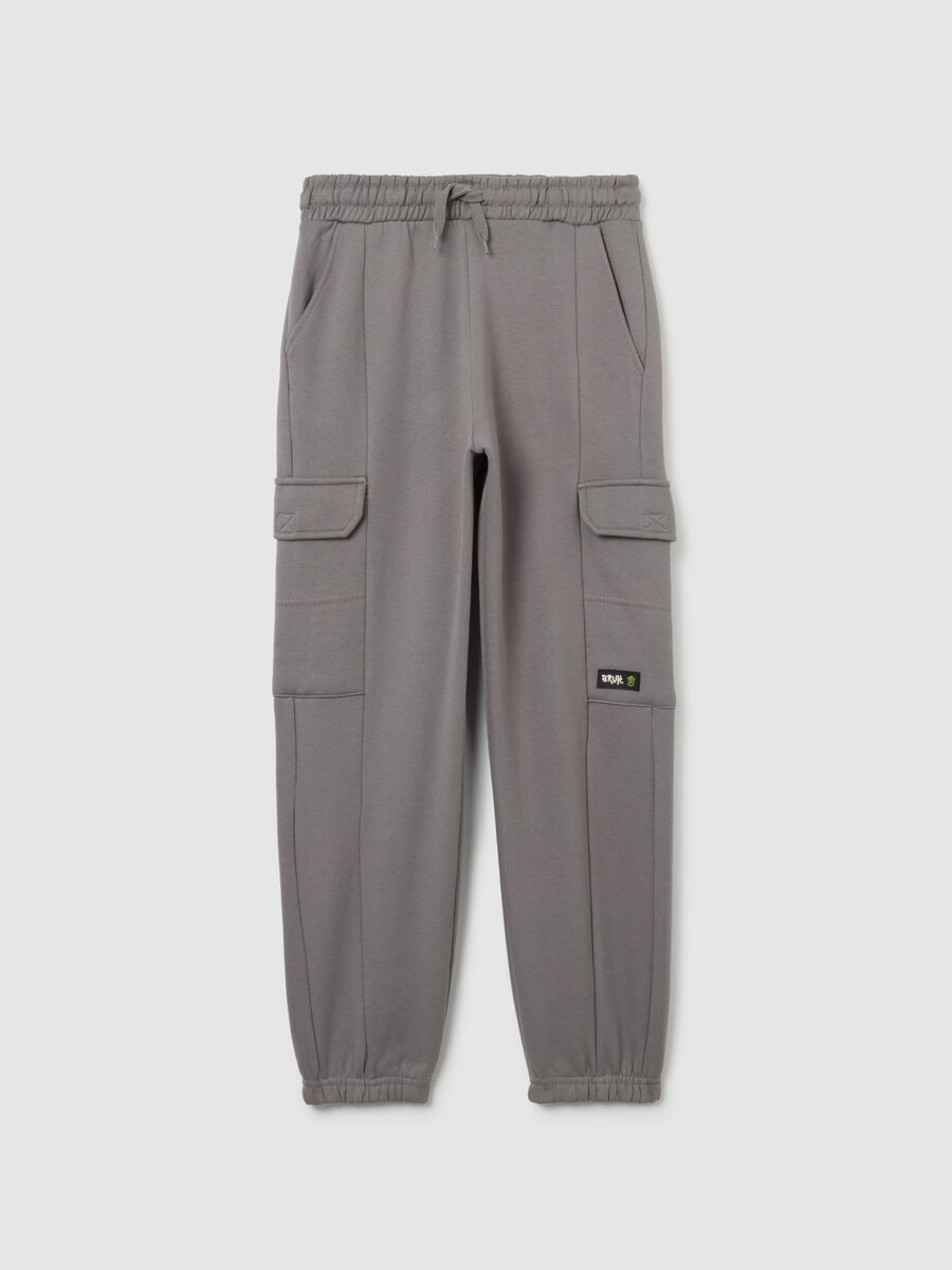Pantaloni jogger grigi da ragazzo in puro cotone vestibilità relaxed_0