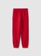 Girls' red cotton blend joggers with regular fit and logo_1