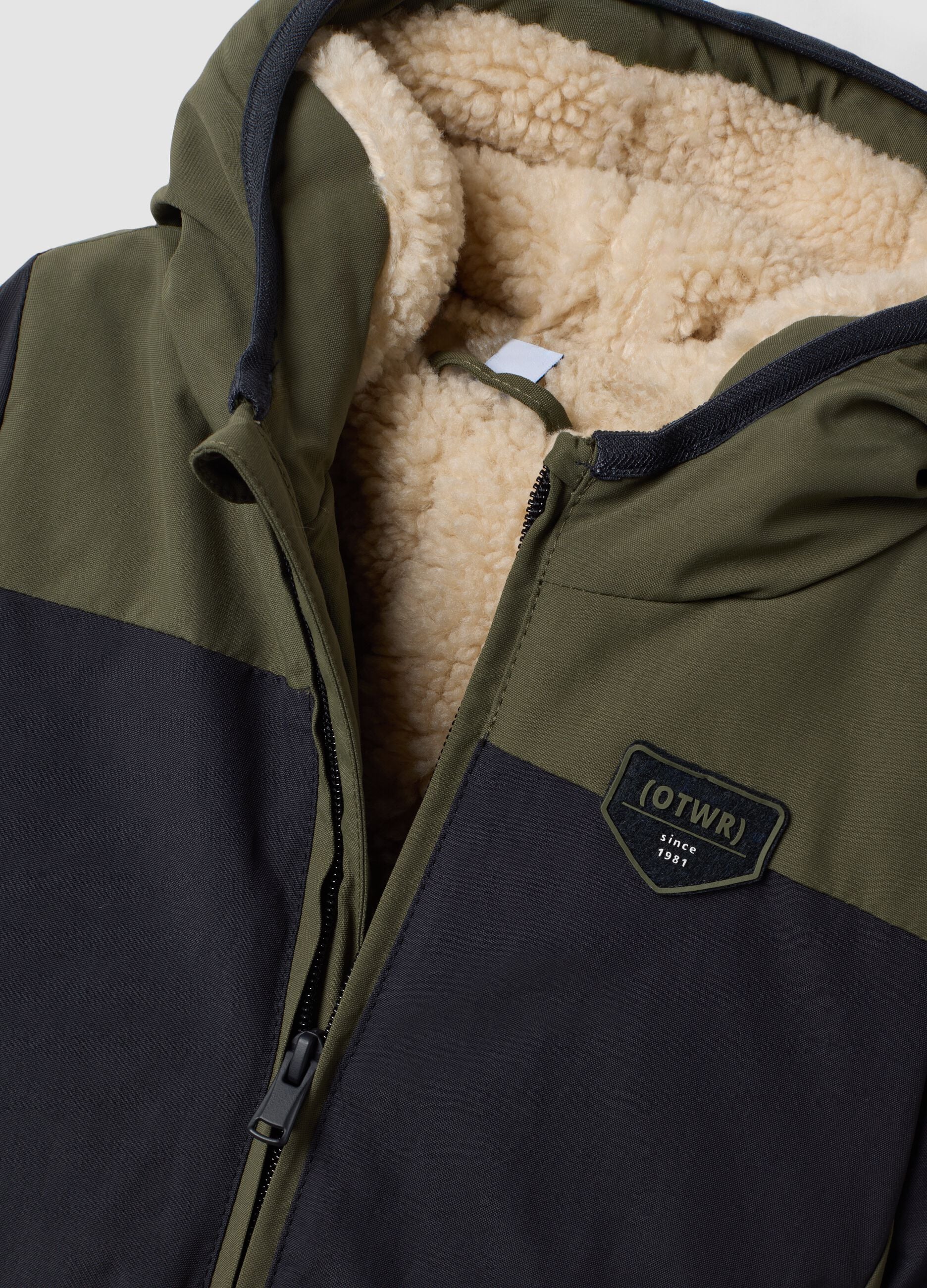Navy zip-up hooded jacket