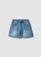 Girls&rsquo; blue denim shorts in 100% cotton, regular fit, with star detail_0