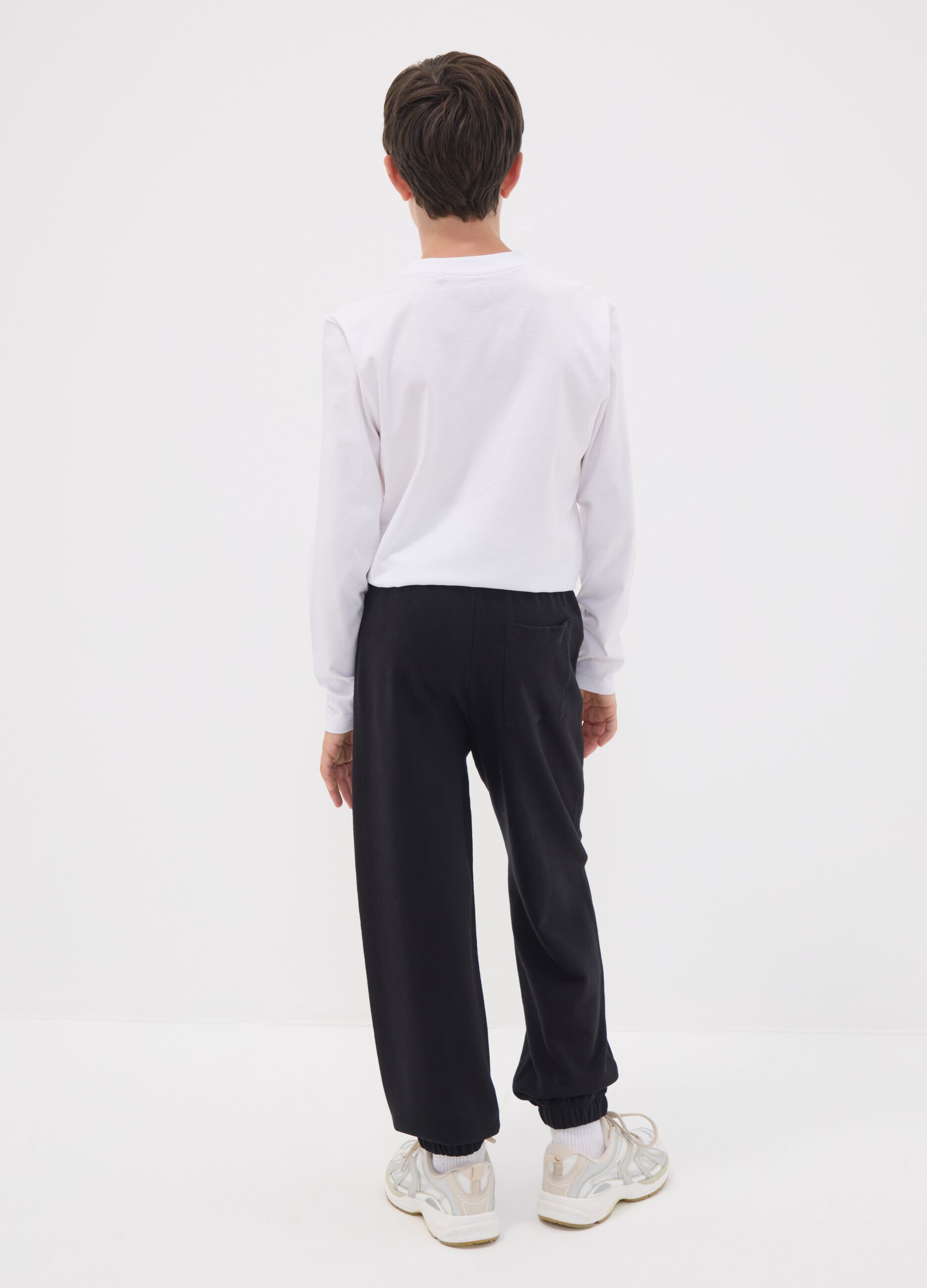 Black pure organic cotton jogger trousers for boys, relaxed fit