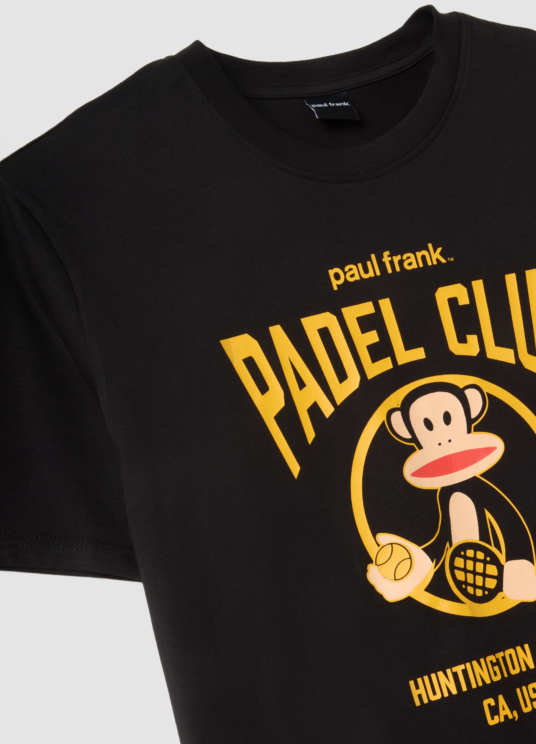 Black printed T-shirt in pure cotton, regular fit