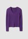 Purple pure cotton cable-knit jumper with deep V-neck_4