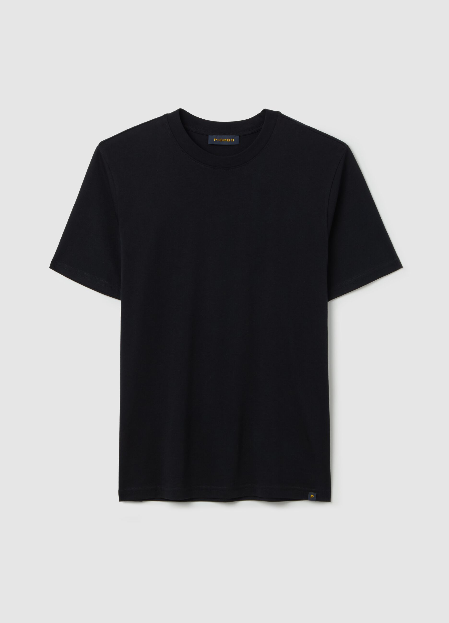 T-shirt girocollo in cotone tinta unita