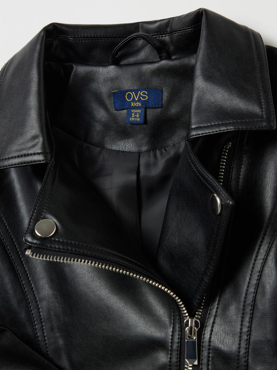 Glossy-effect biker jacket with zip_2