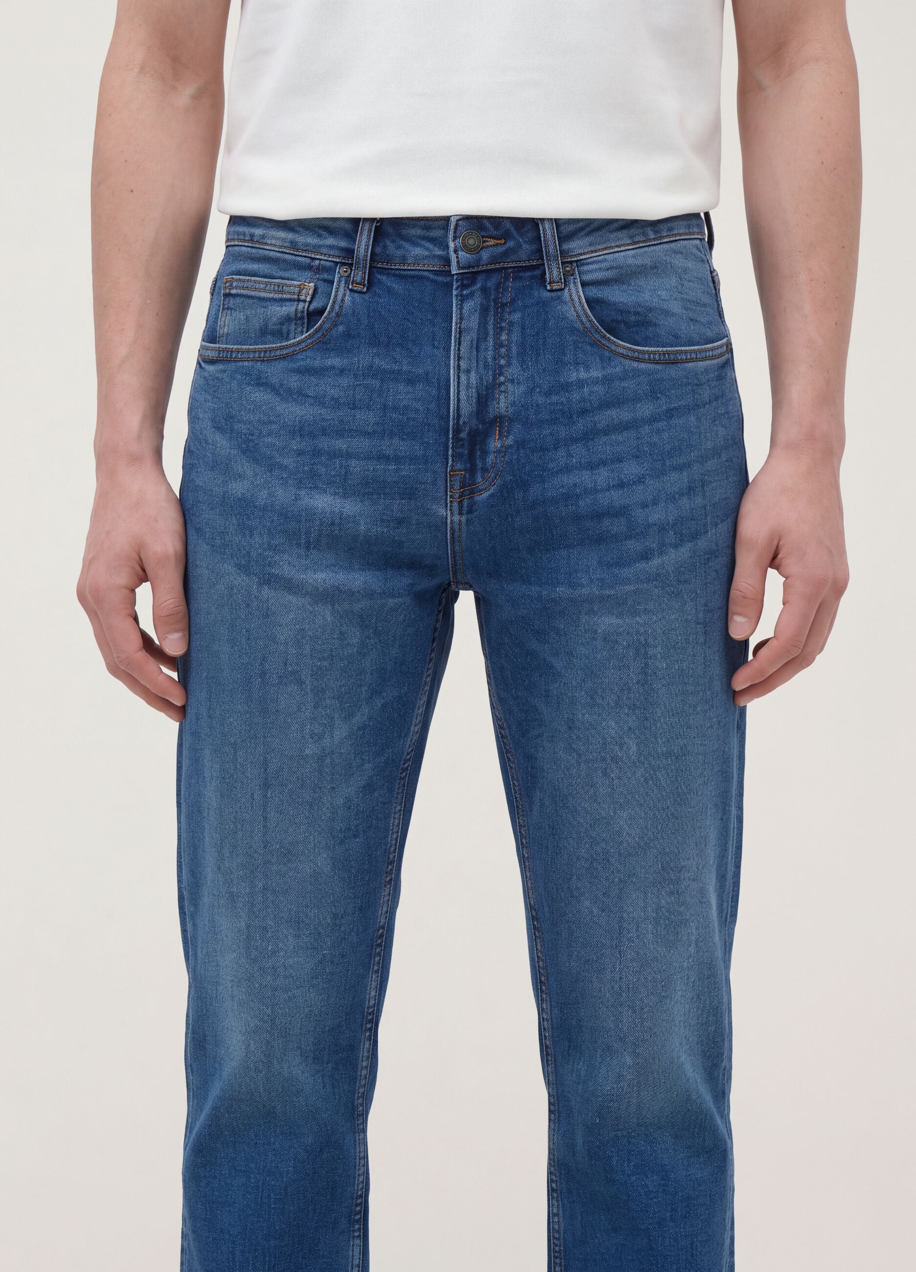 Blue comfort-fit stretch cotton jeans