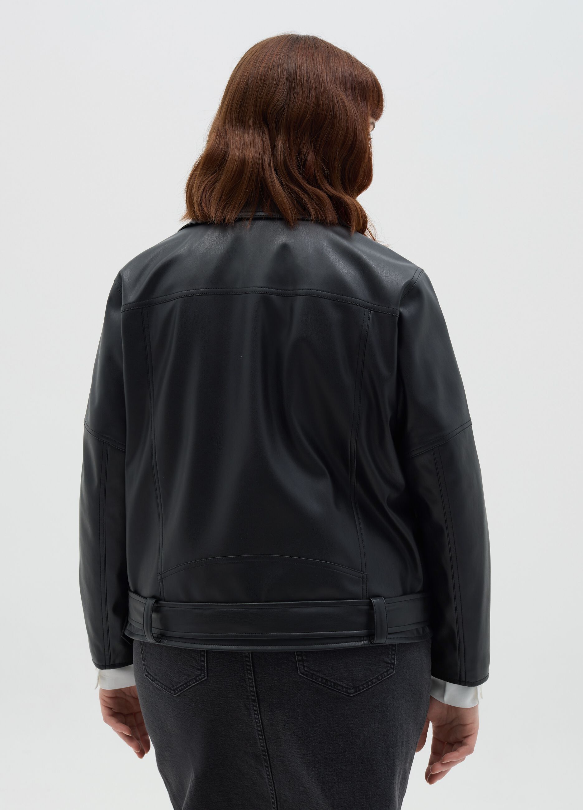 Curvy oversized biker jacket