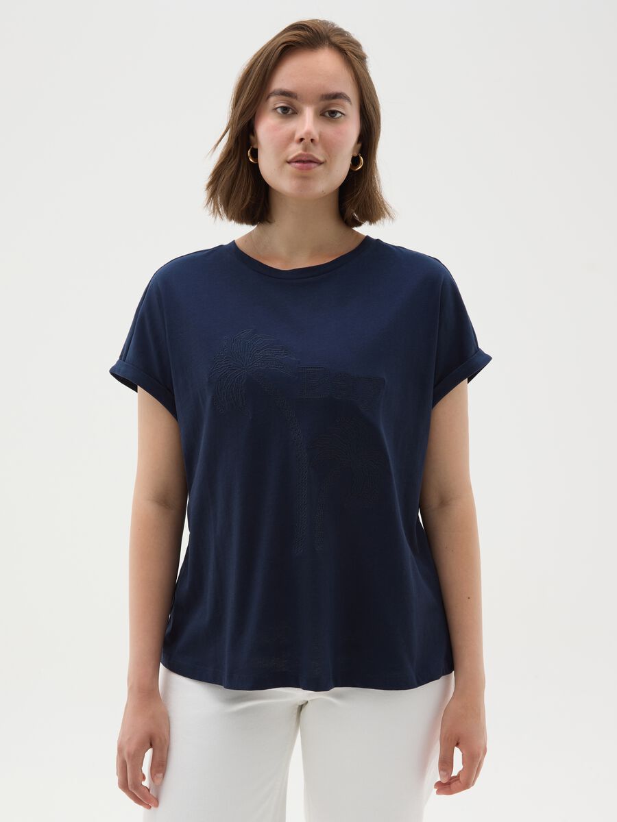 Mya Pure Cotton Blue T-shirt_0
