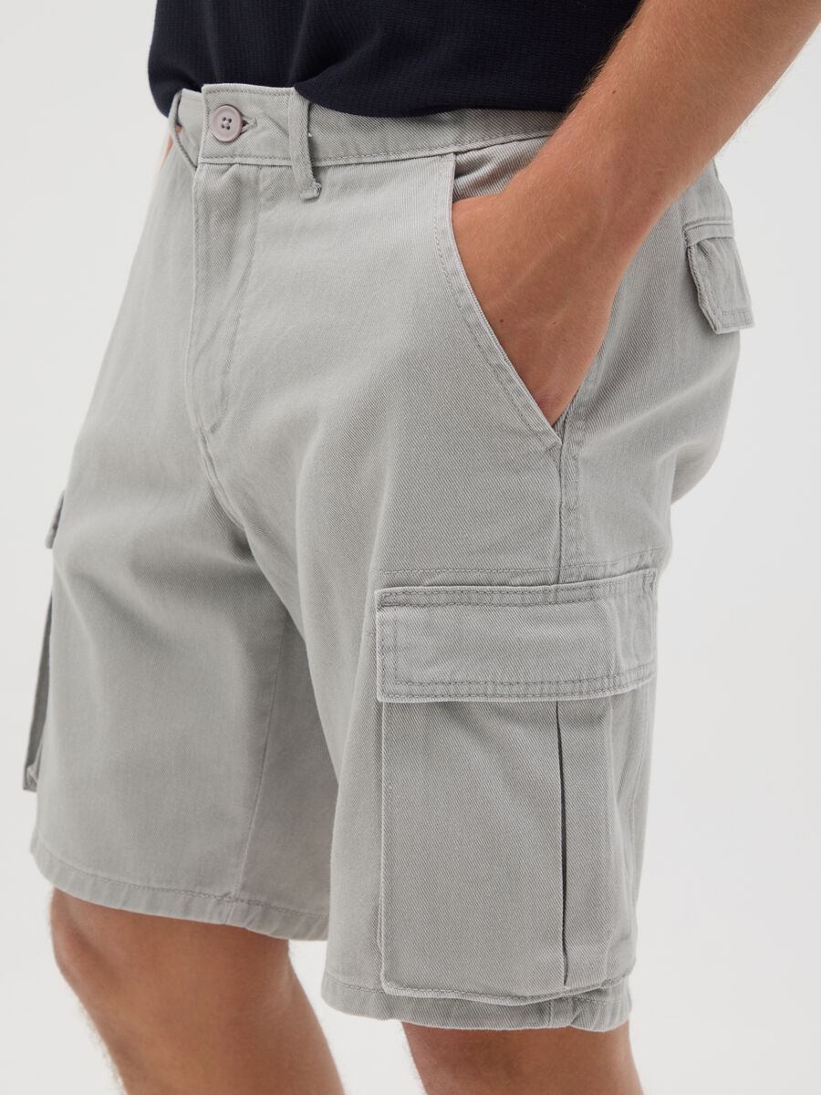 Men's grey pure cotton regular fit shorts_3