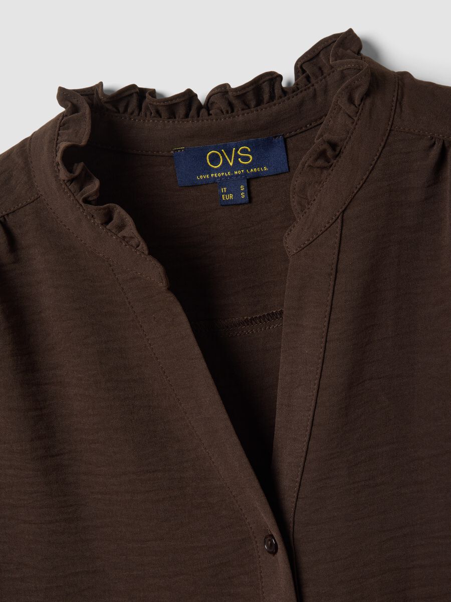 Camicia a maniche corte in puro cotone marrone regular fit_5