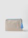 Beige pure cotton pouch with light blue stripes, tassel and zip_1