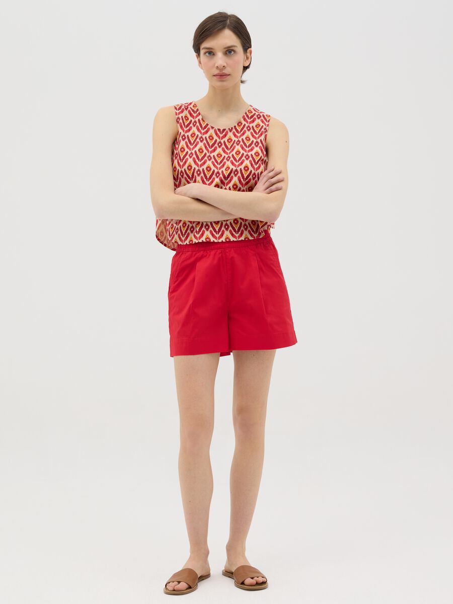 Red shorts in stretch cotton_0