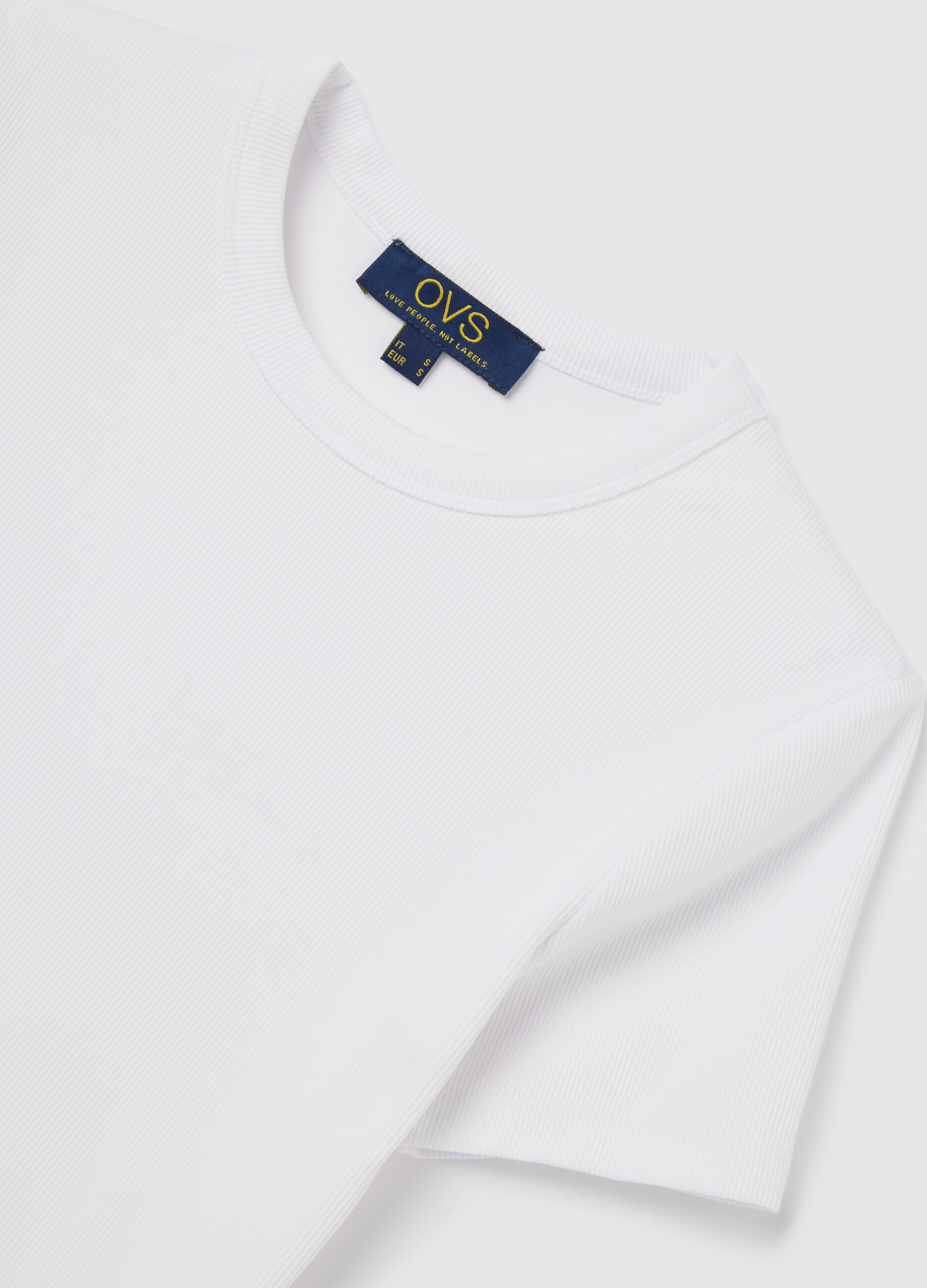 T-shirt da donna in cotone elasticizzato bianca regular fit
