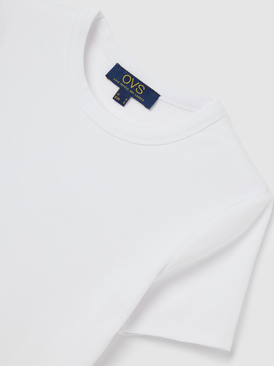 White Stretch Cotton Crew Neck T-shirt by Ovs_5
