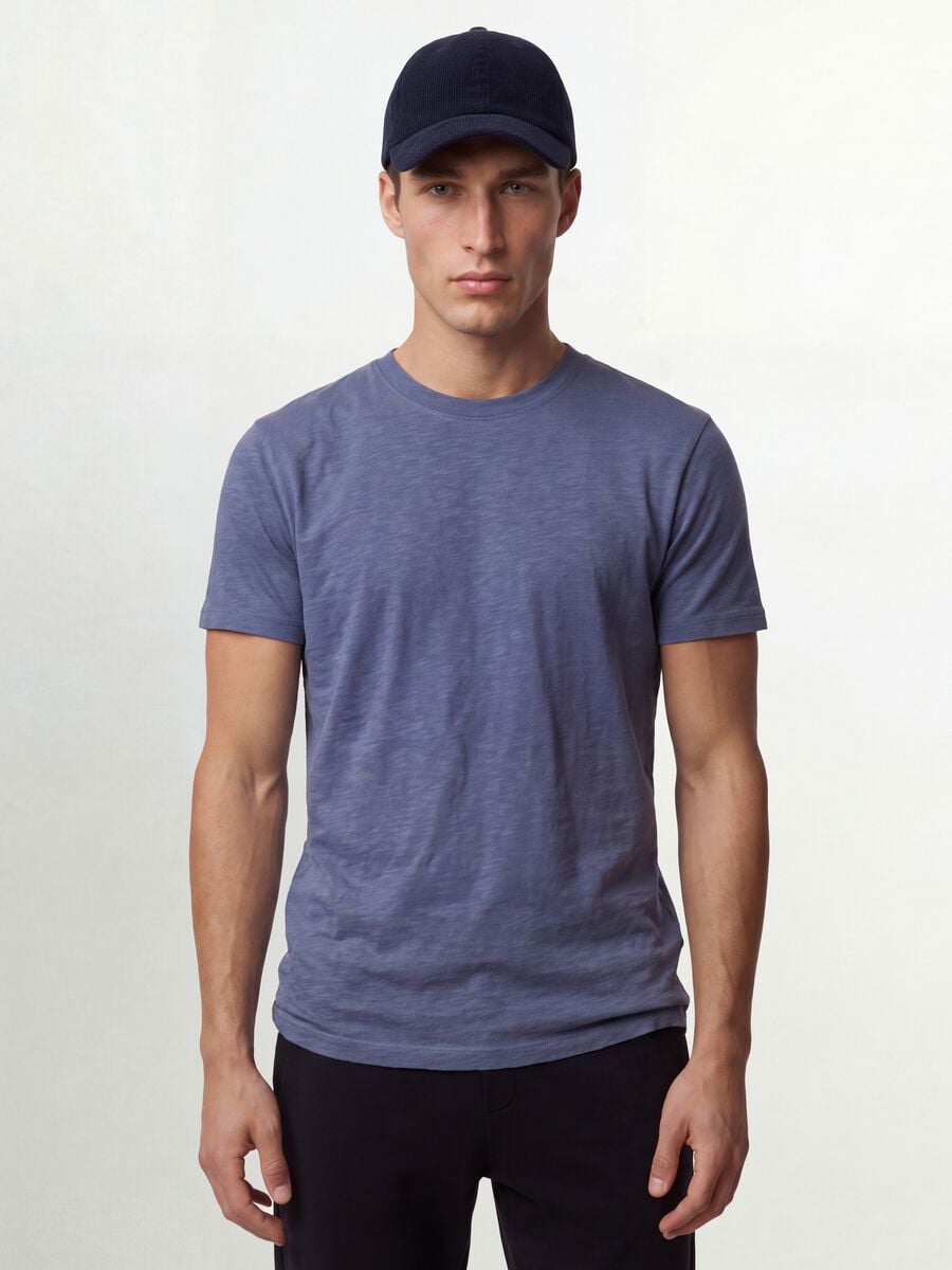 T-shirt viola in puro cotone a maniche corte regular fit_0