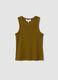 Green fitted ribbed stretch cotton tank top_4