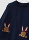 Blue stretch cotton set with crew neck_3