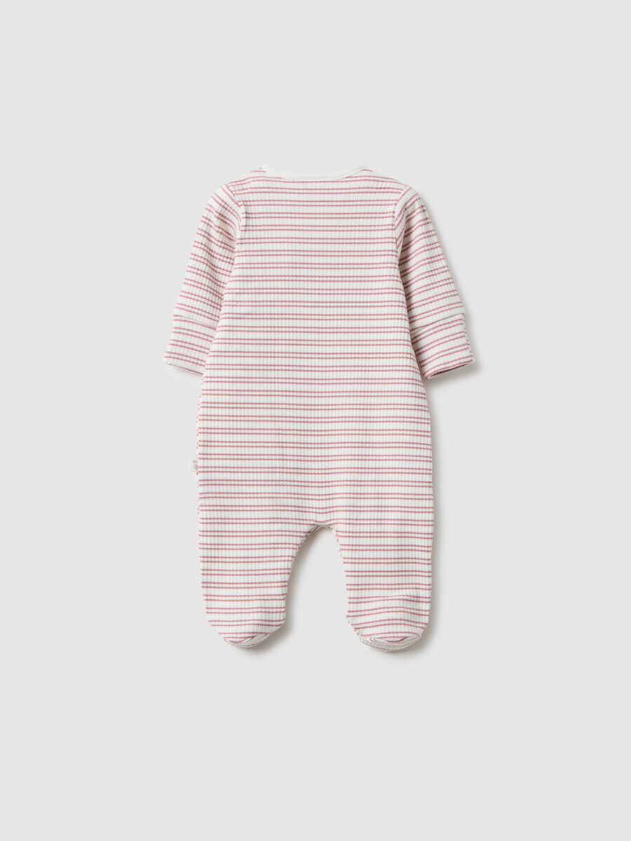 Multicoloured striped baby girl's sleepsuit in stretch cotton_1